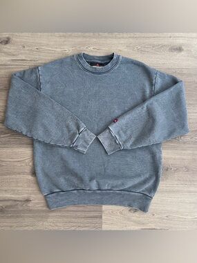 AMERICAN GIANT Unisex Vintage Oversized Sweatshirt Large Mineral Wash Blue Retro